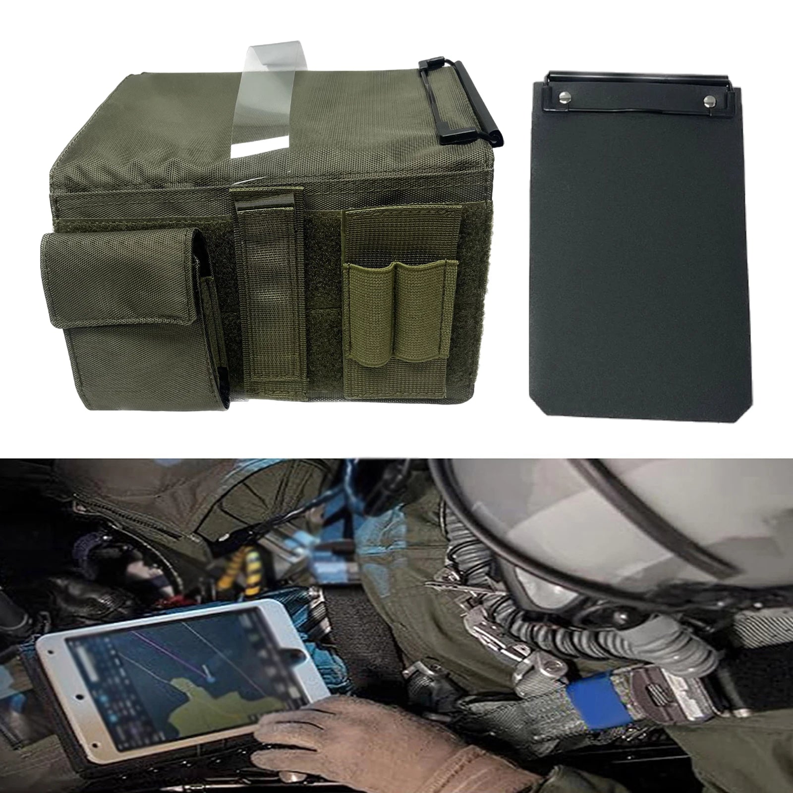 Aviation Pilot Kneeboard Clipboard Black Leg Strap Notepad Holder Flight Writing Board