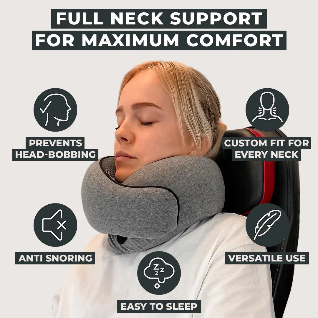 OKAYSO Memory Foam Neck Pillow U Shaped Travel Pillow Adjustable Ergonomic Support for Plane and Car