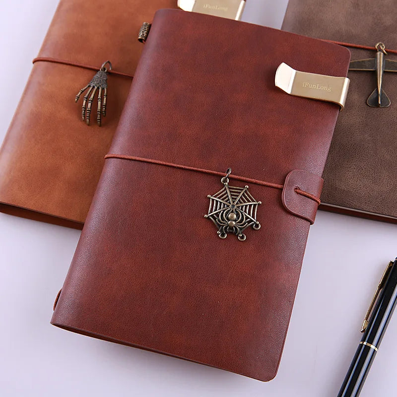 COLIKY A6 Handmade Vintage Leather Notebook Cowhide Travel Diary Journal Planner