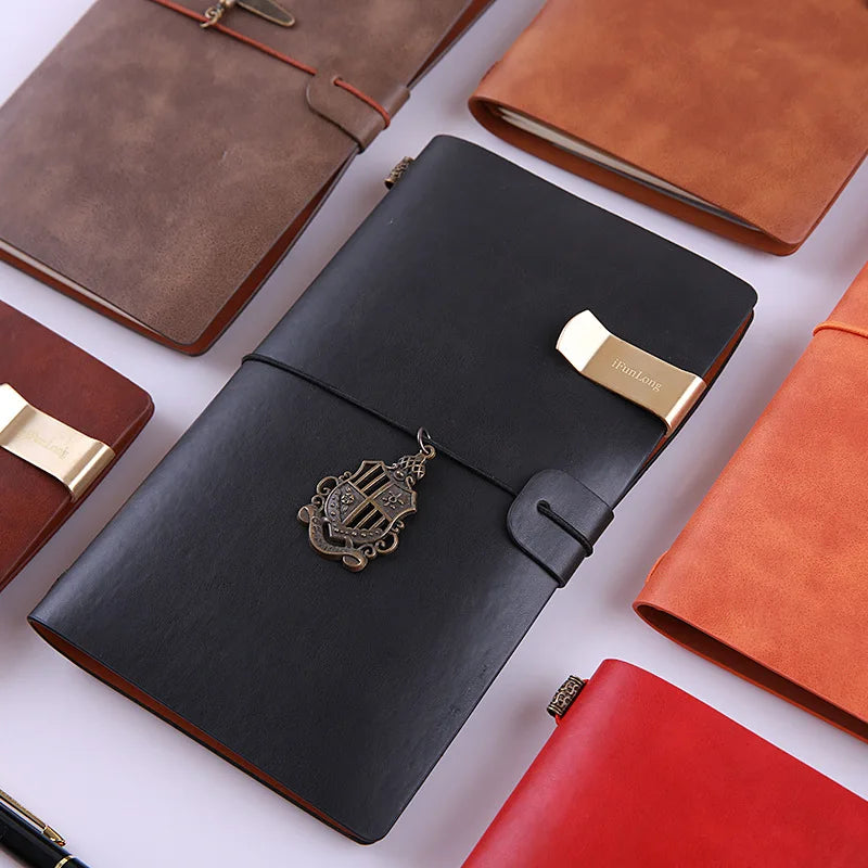 COLIKY A6 Handmade Vintage Leather Notebook Cowhide Travel Diary Journal Planner