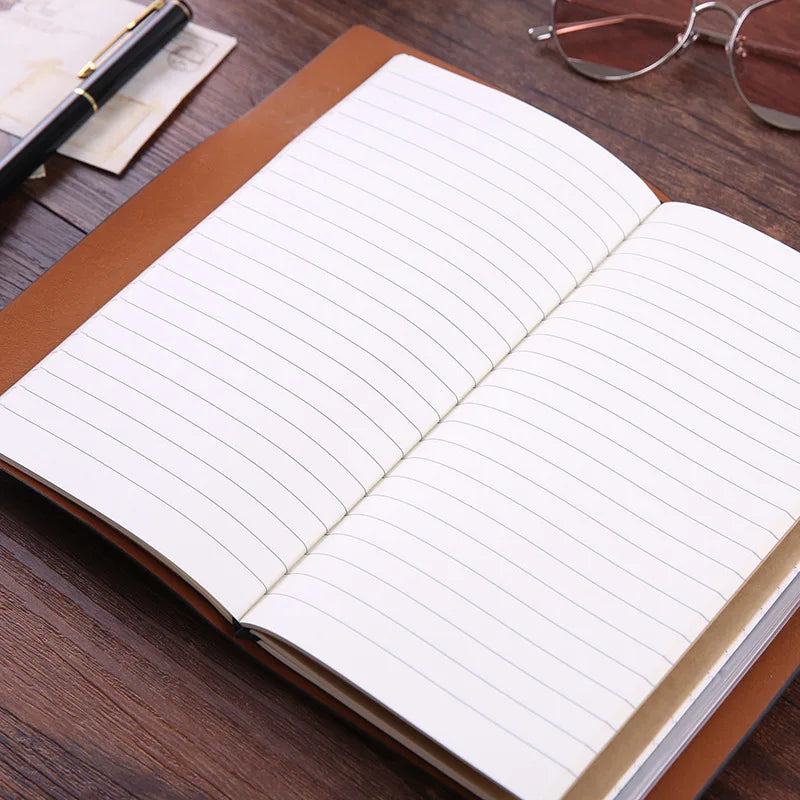 COLIKY A6 Handmade Vintage Leather Notebook Cowhide Travel Diary Journal Planner