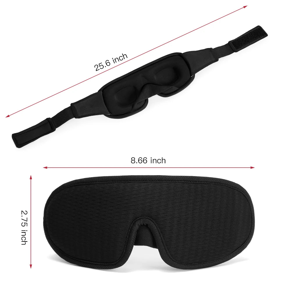 3D Sleeping Mask Soft Padded Blackout Eye Shade Blindfold for Travel & Night Sleep Comfort