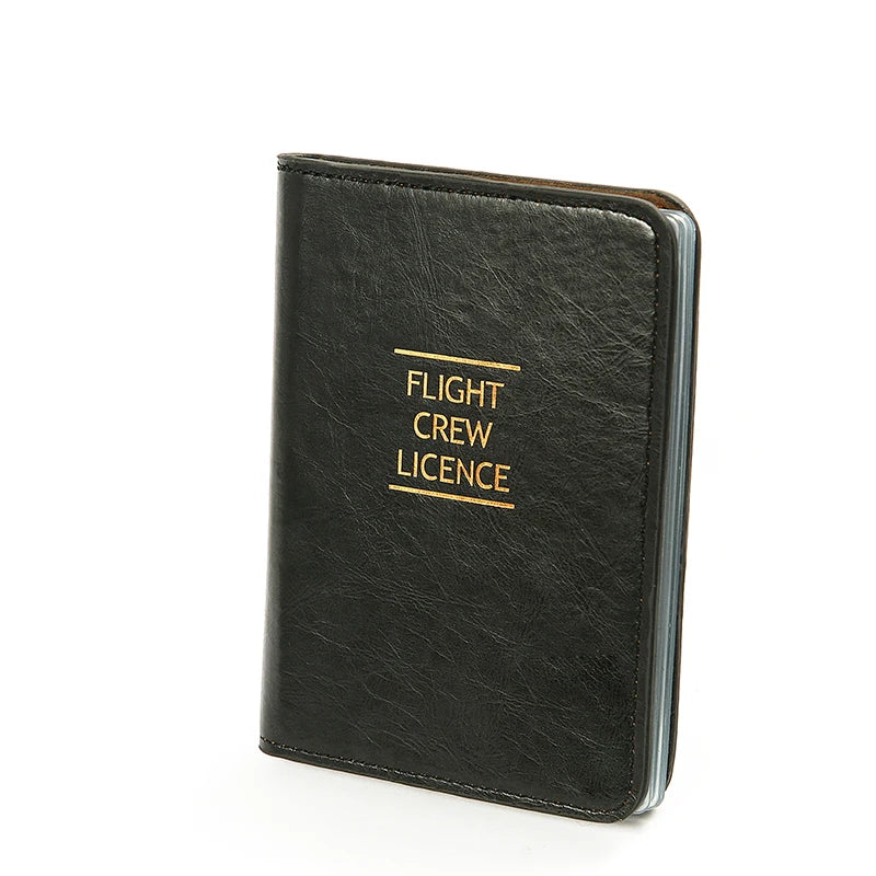 Pilot Licence and Credit Card Holder PU Leather Crew ID Folder for Flight and Aviation Use