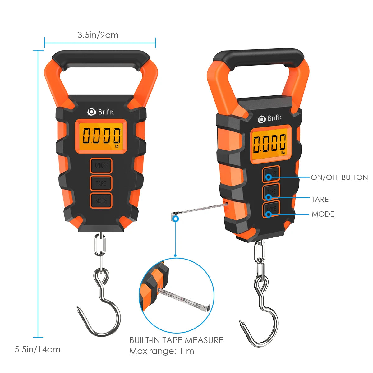 50kg Digital Luggage Scale with Tape Measure, Portable Hanging Travel Weighing Scale