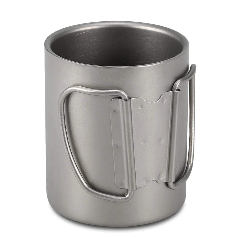 Titanium Double Layer Camping Mug 220-600ml Outdoor Coffee Tea Cup
