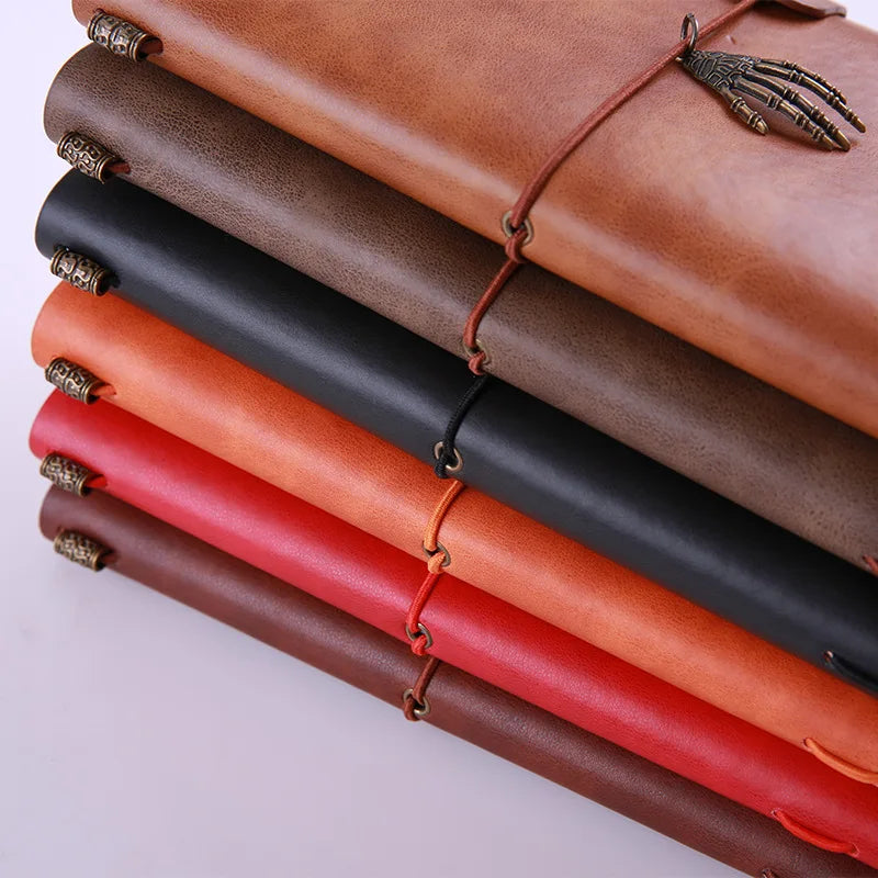 COLIKY A6 Handmade Vintage Leather Notebook Cowhide Travel Diary Journal Planner