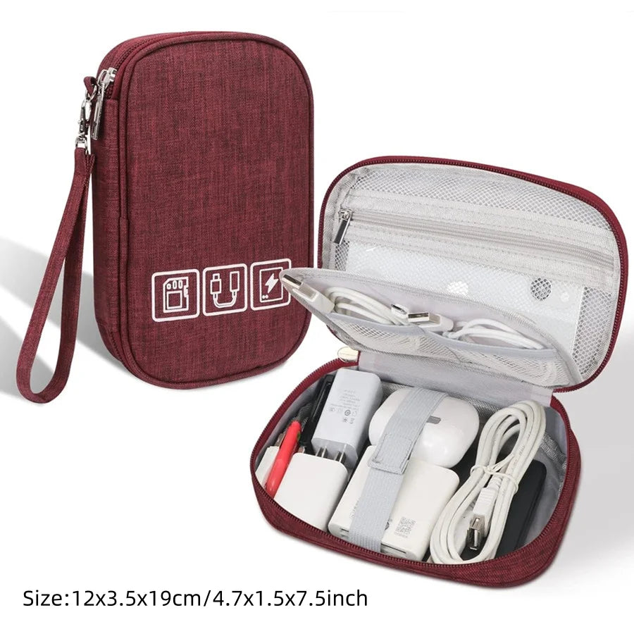 Travel Cable Organiser Bag, Portable Digital Storage Pouch for Gadgets and Electronic Devices