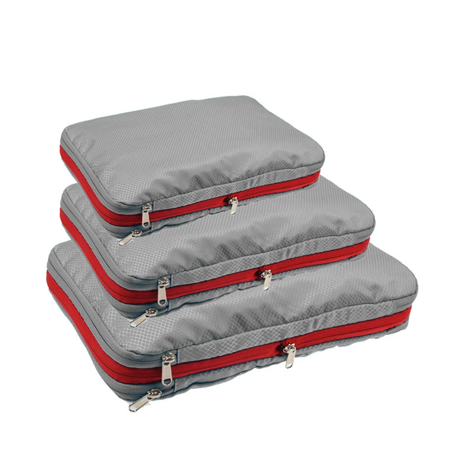 Compression Packing Cubes Double Layer Waterproof Travel Clothes Storage Organizer Bags Set