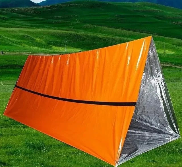 2 Person Emergency Bivy Survival Shelter Mylar Tube Tent Waterproof Thermal Blanket Kit