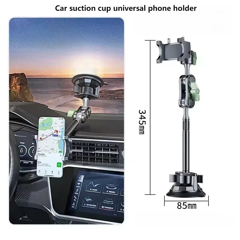 Universal Metal Car Phone Mount 360° Rotating Suction Cup Windshield Dashboard Holder