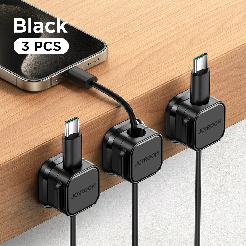 JOYROOM Magnetic Cable Clips Adjustable Cord Holder Under Desk Wire Organiser Management