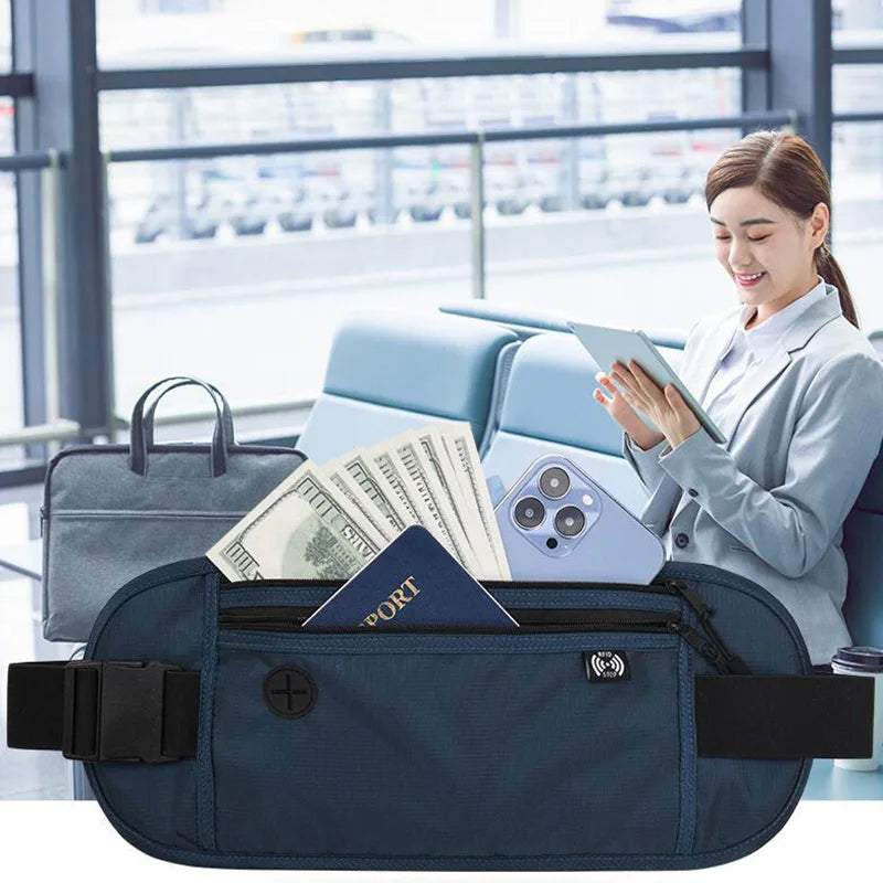 RFID Blocking Waterproof Travel Money Belt Waist Pack