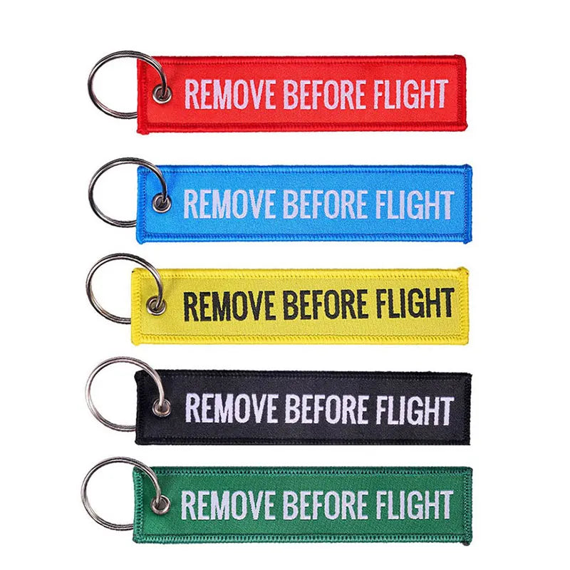 Remove Before Flight Woven Keychain Red Aviation Luggage Tag Gift