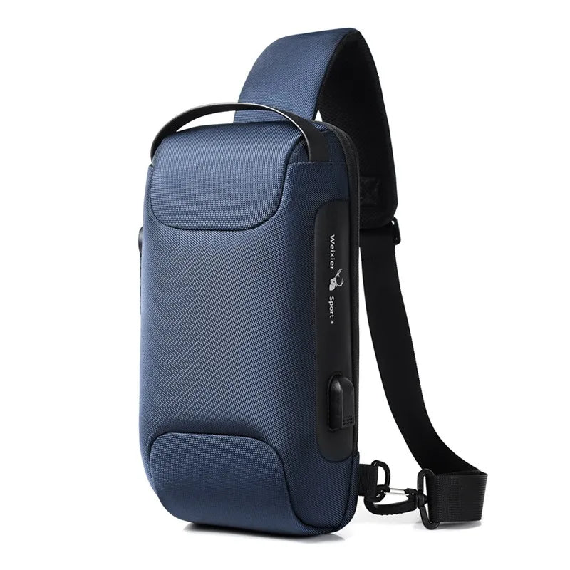CLYINE USB Crossbody Bag Waterproof Anti Theft Oxford Chest Pack