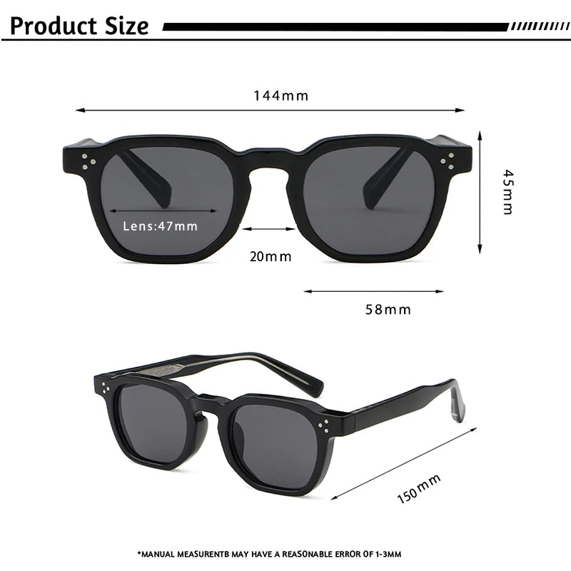 CATERSIDE Retro Punk Square Sunglasses UV400 Small Frame