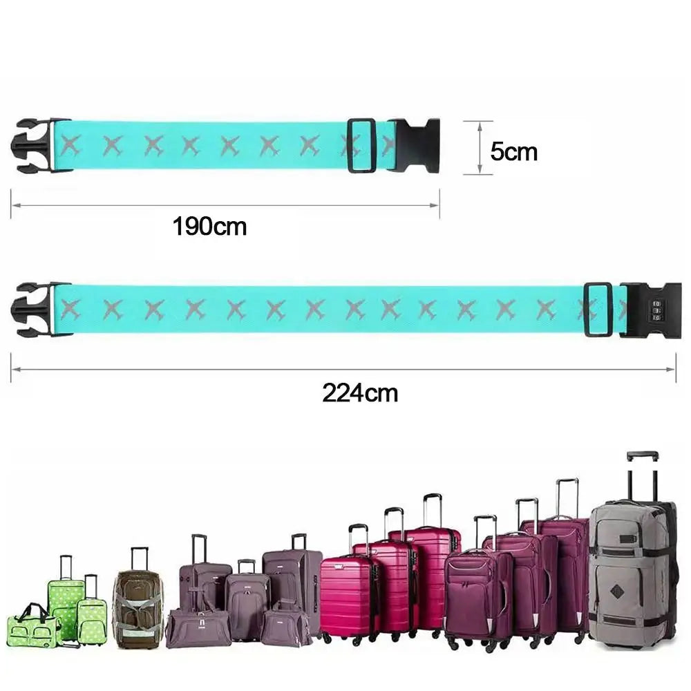 Adjustable Password Lock Luggage Strap 5x200cm Anti Theft