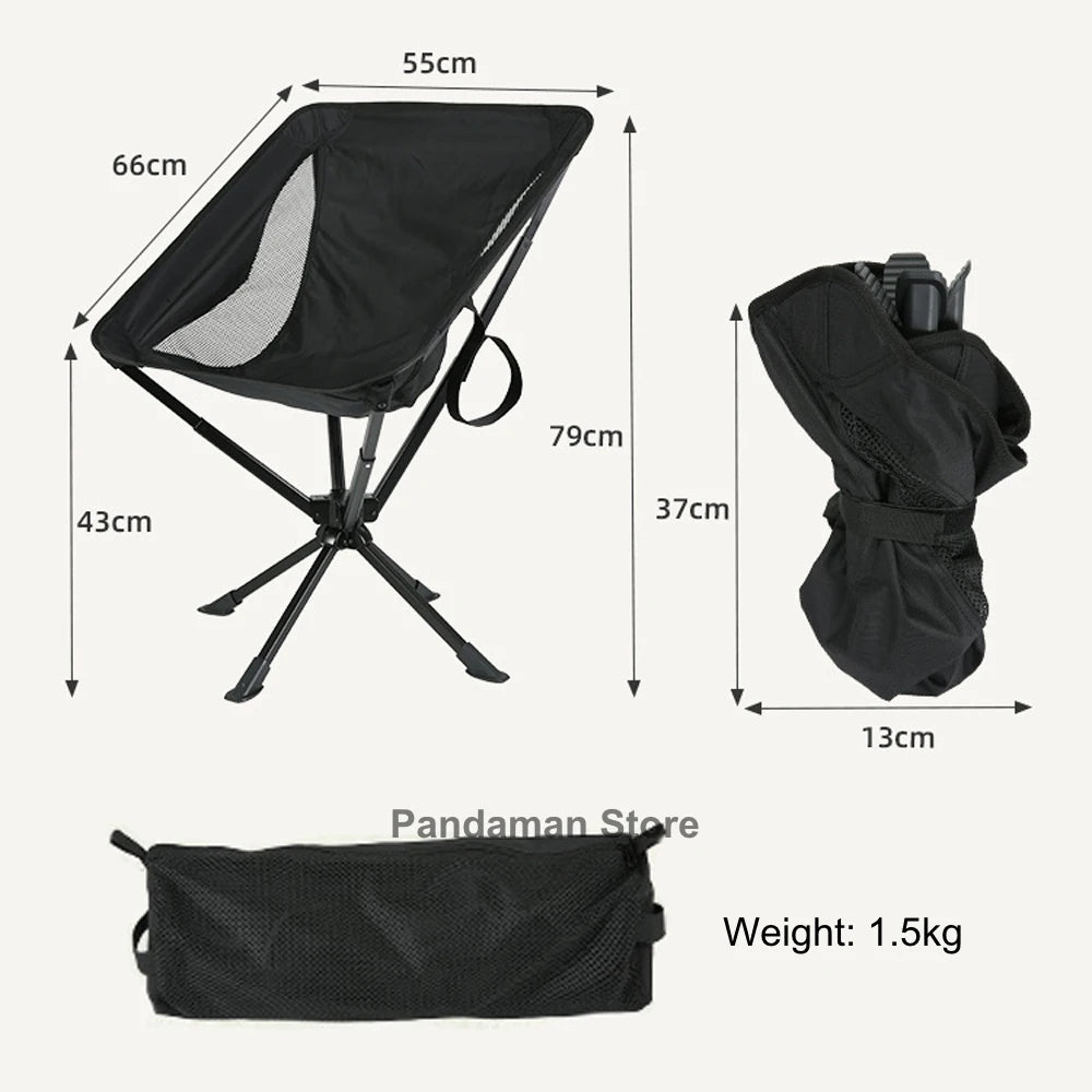 360 Degree Swivel Portable Camping Chair Compact Collapsible Folding Seat for Outdoor Travel Picnic
