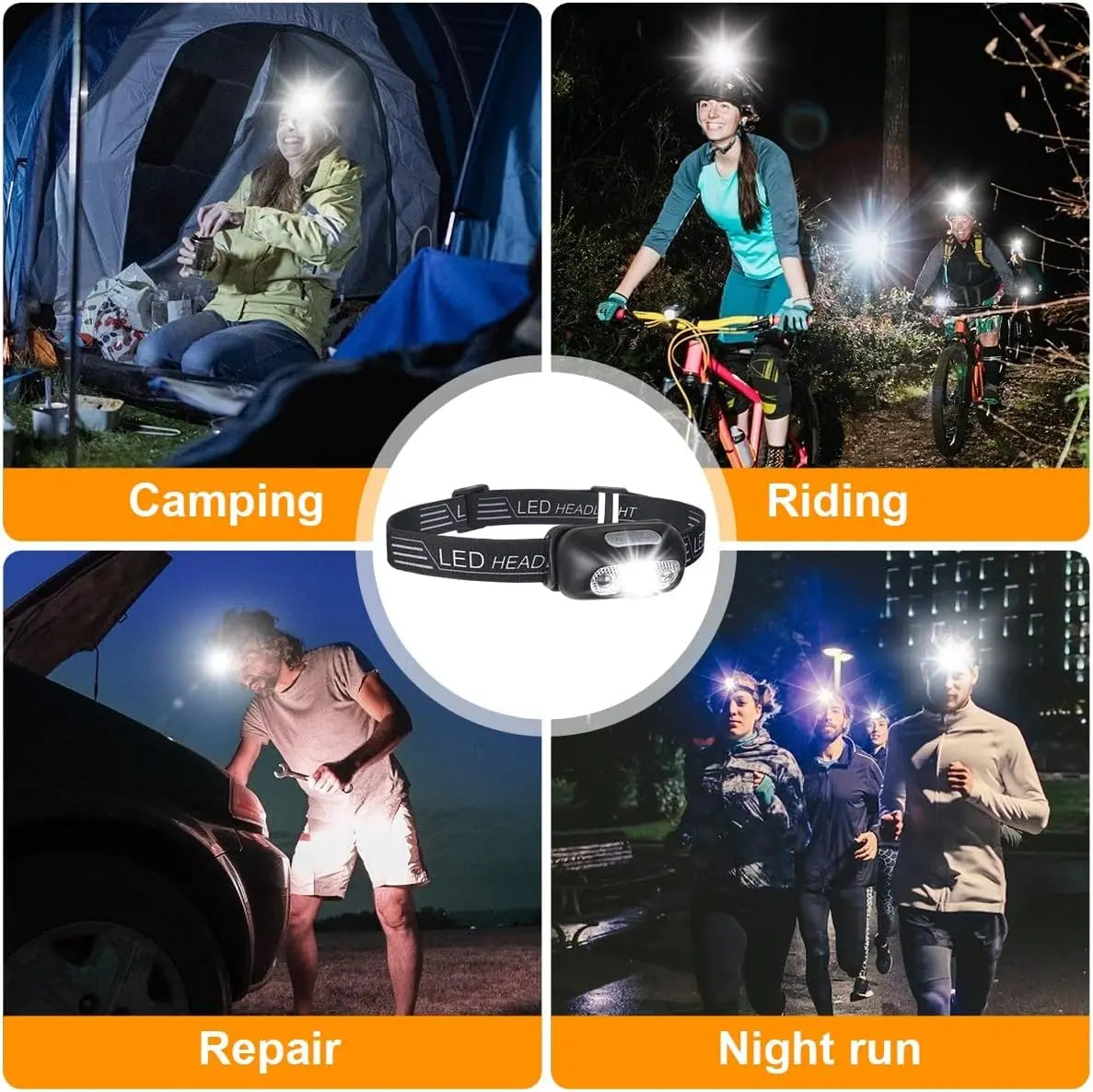 Mini LED Sensor Headlamp USB Rechargeable Super Bright Adjustable Angle Torch Headlight