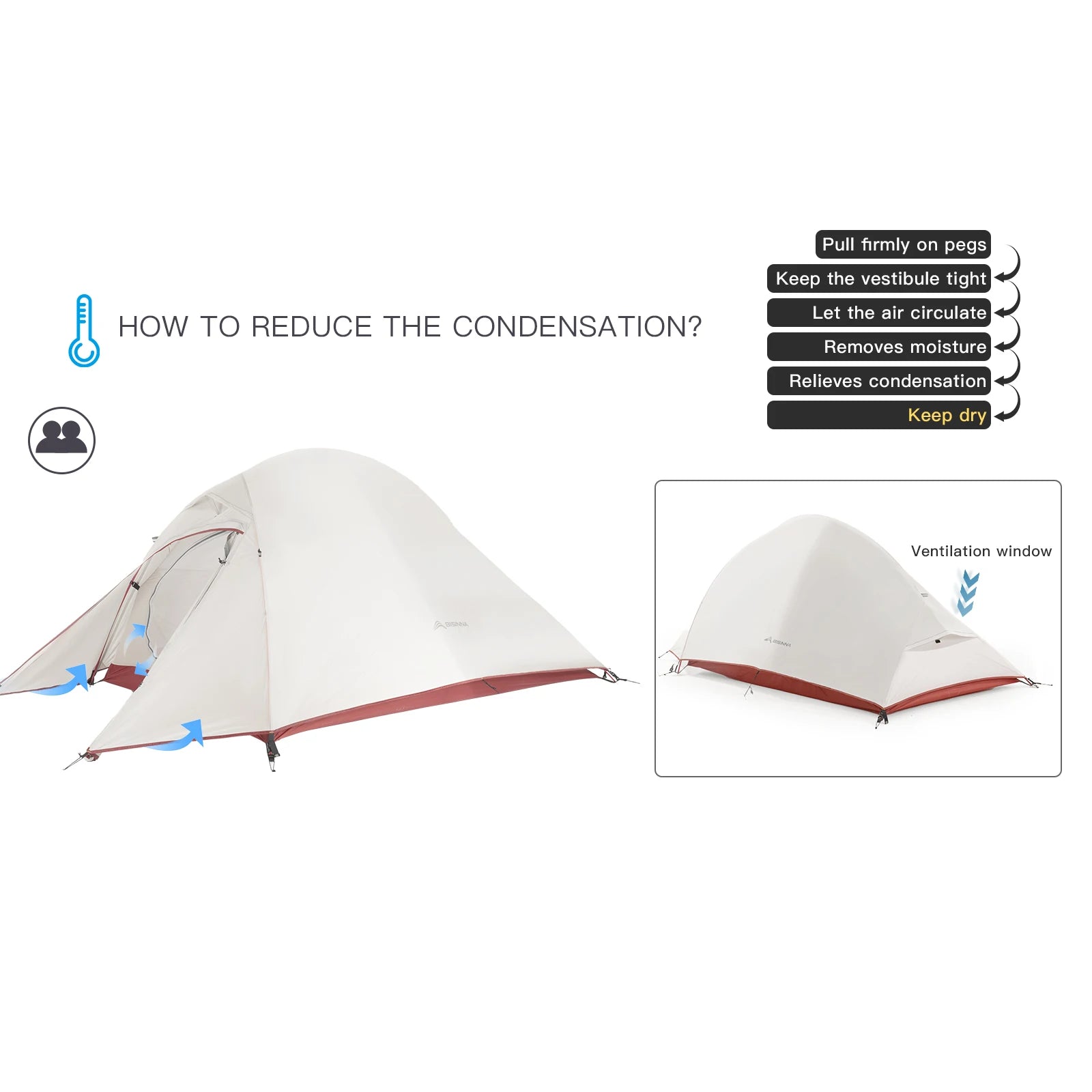 BISINNA Ultralight 20D Nylon Waterproof Camping Tent 1-2 Person Hiking Travel Shelter
