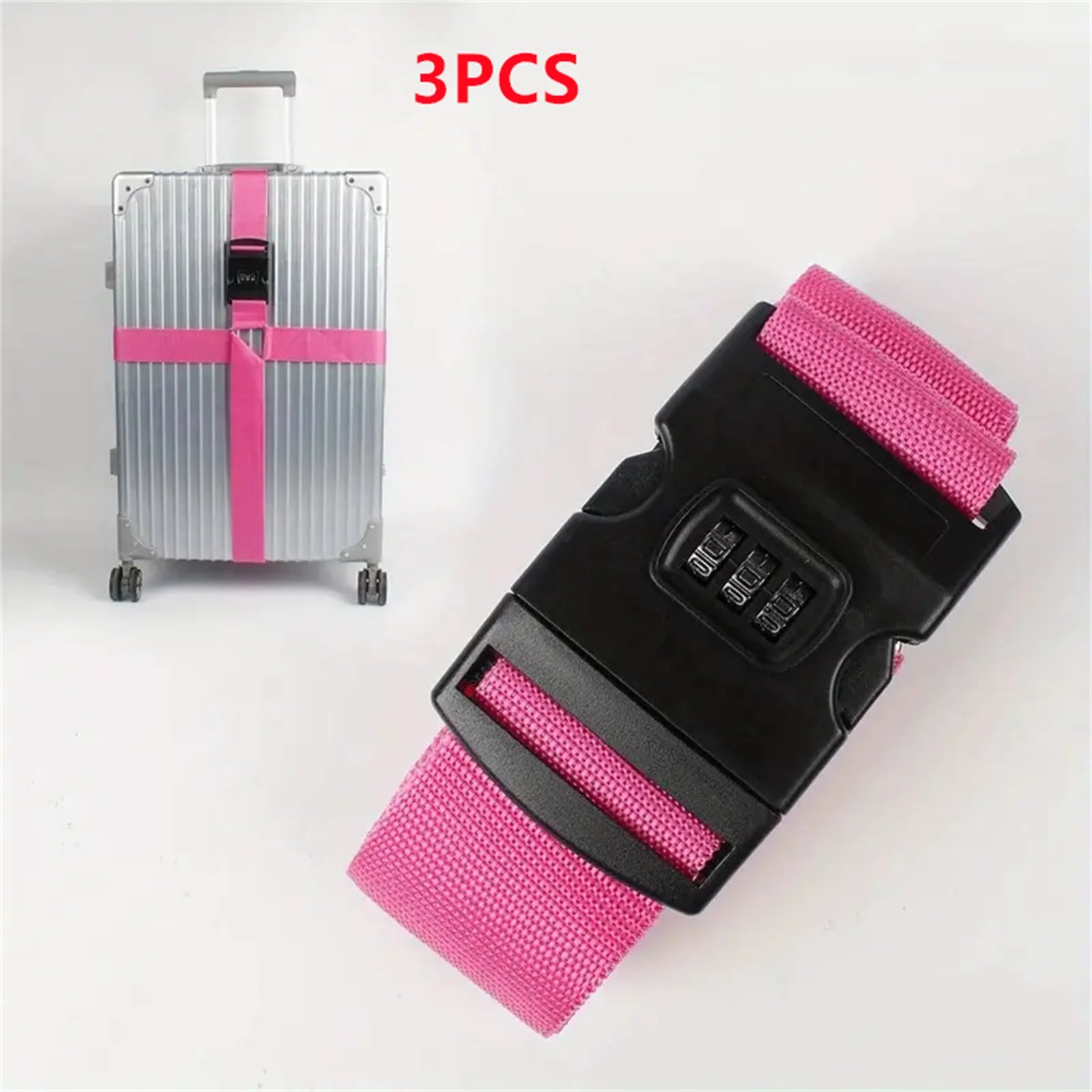 Adjustable Luggage Strap with Combination Lock, Travel Suitcase Safety Belt 2m, Baggage Belt