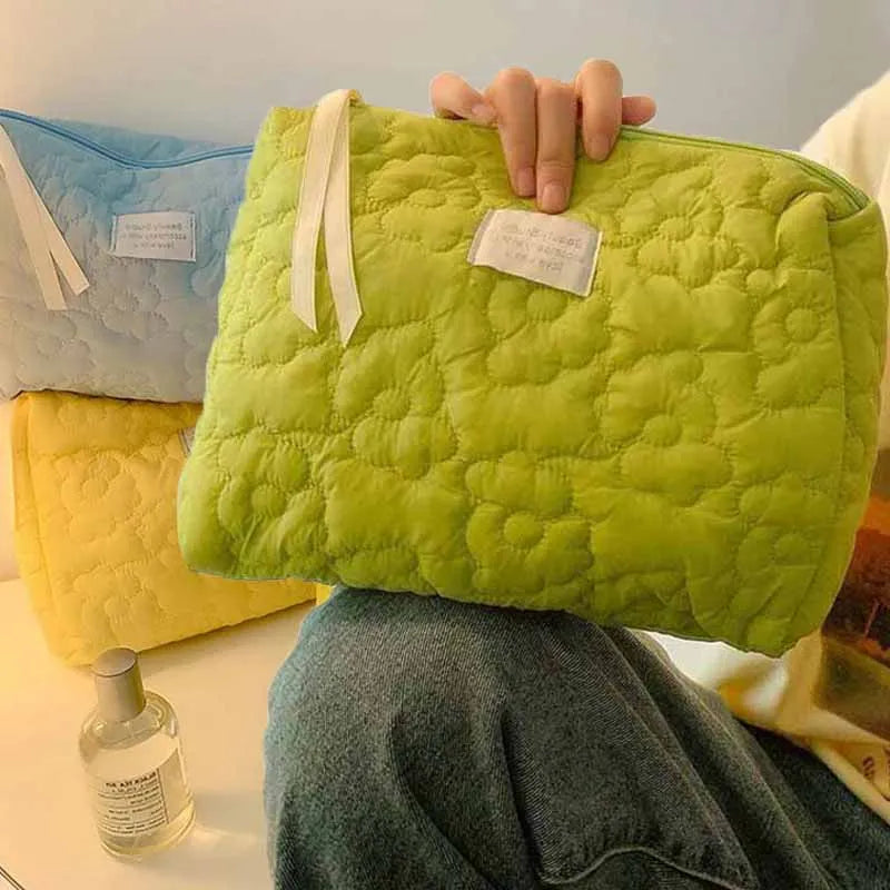 Portable Flower Pattern Cosmetic Bag Large Capacity Travel Makeup Wash Pouch Waterproof Organizer