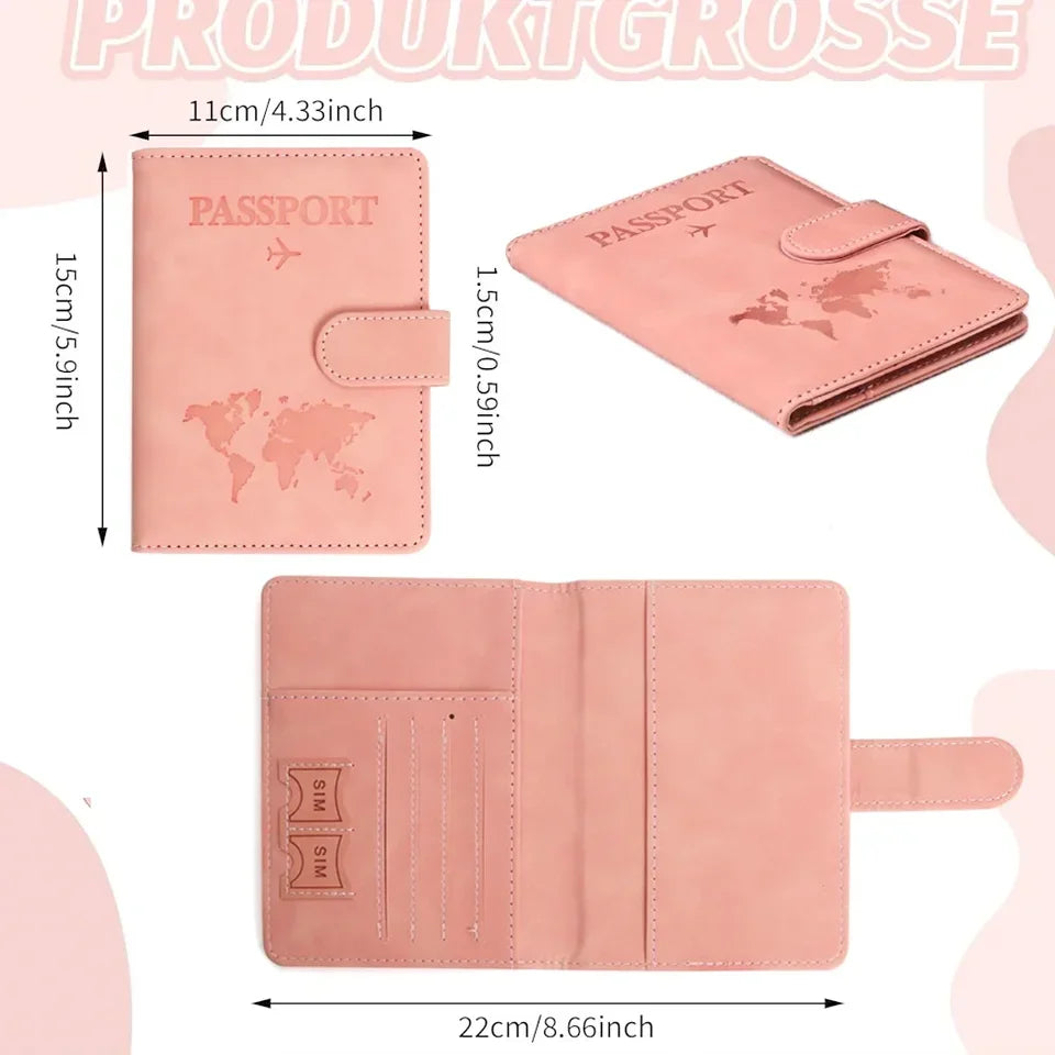 Travel Passport Cover PU Leather Ticket Wallet with Credit Card Holder for Men and Women