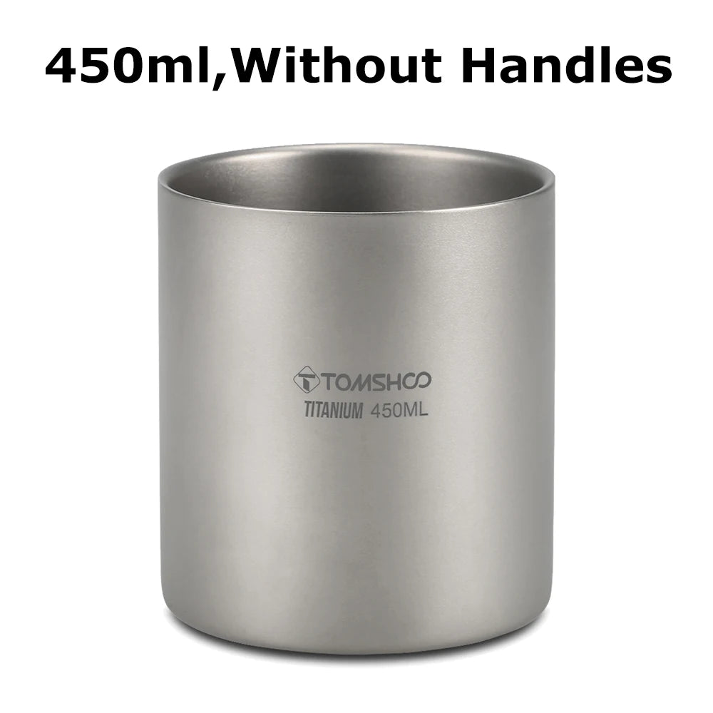 Titanium Double Layer Camping Mug 220-600ml Outdoor Coffee Tea Cup