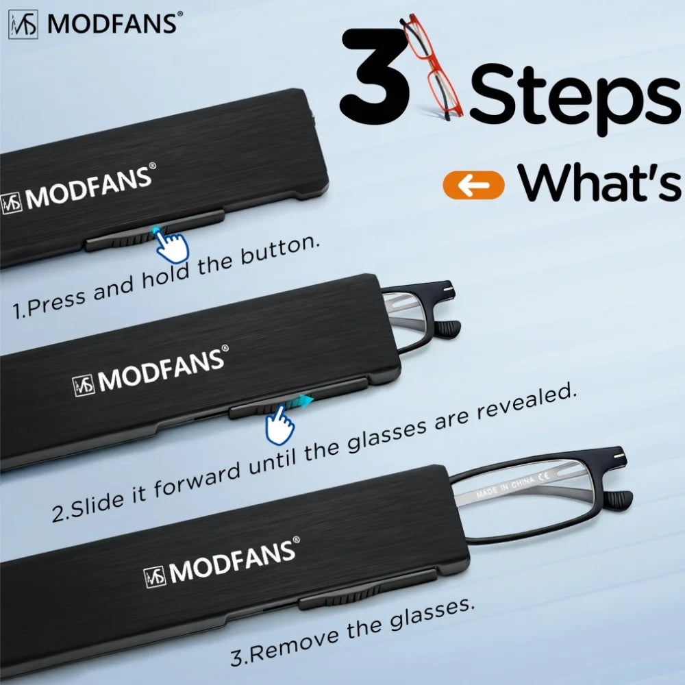 MODFANS Ultra Thin Folding Reading Glasses TR90 Blue Light Anti UV Portable