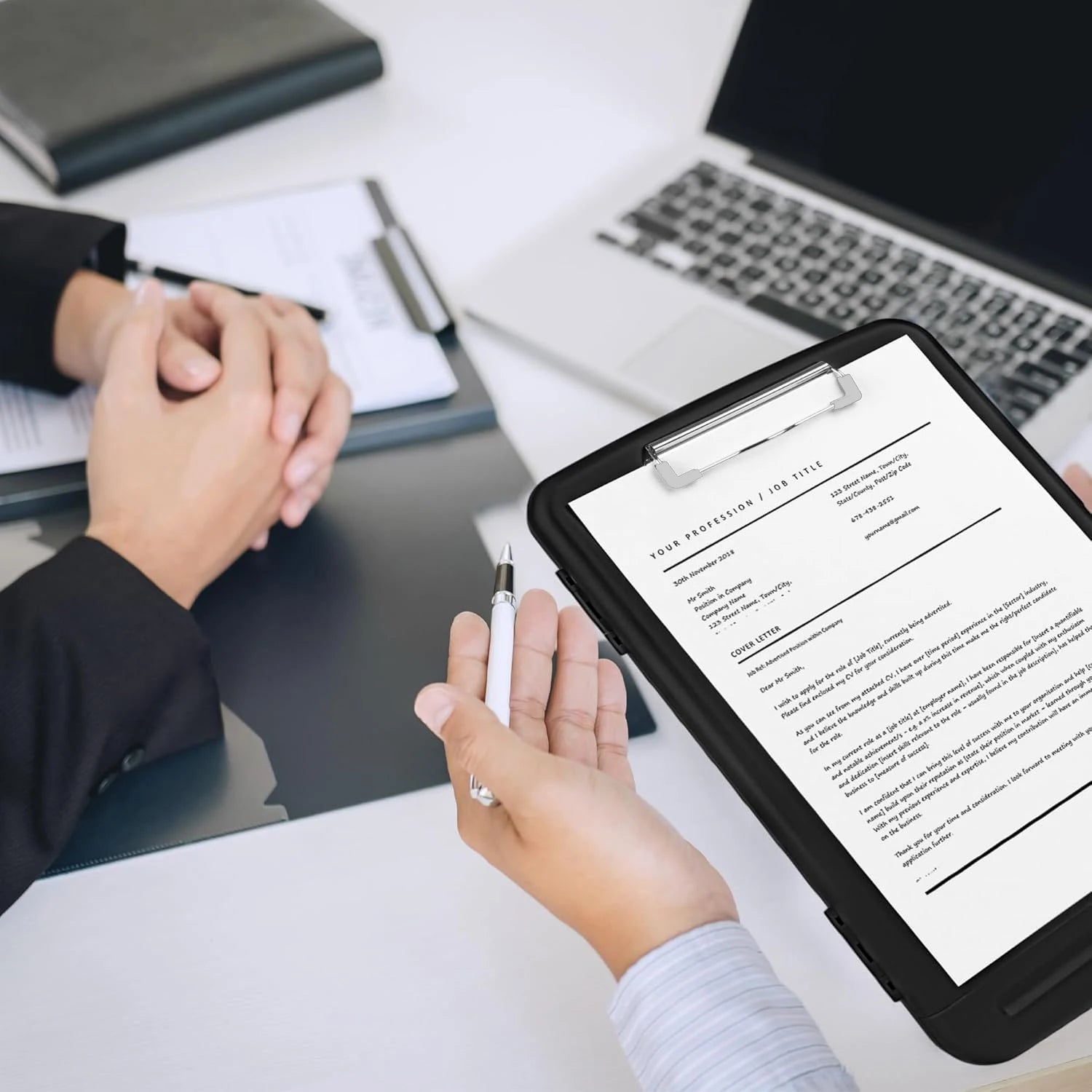 Storage Clipboard 9.5 x 13 Inch Foldable Writing Board with Low Profile Clip and Internal Storage