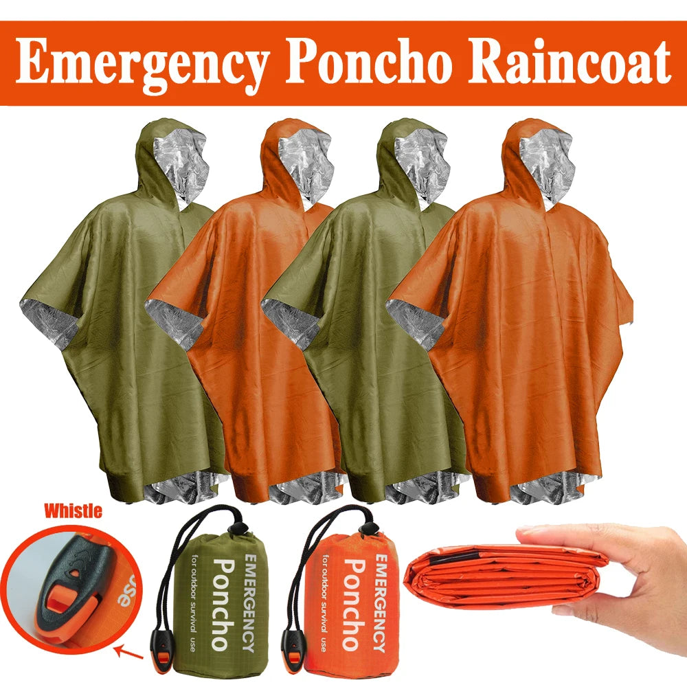 DIMIR Emergency Rain Poncho Thermal Blanket Waterproof Outdoor Survival Camping Gear