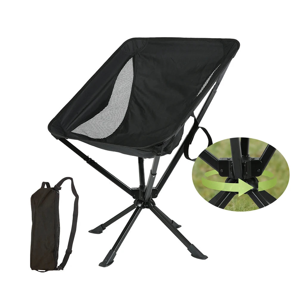 360 Degree Swivel Portable Camping Chair Compact Collapsible Folding Seat for Outdoor Travel Picnic