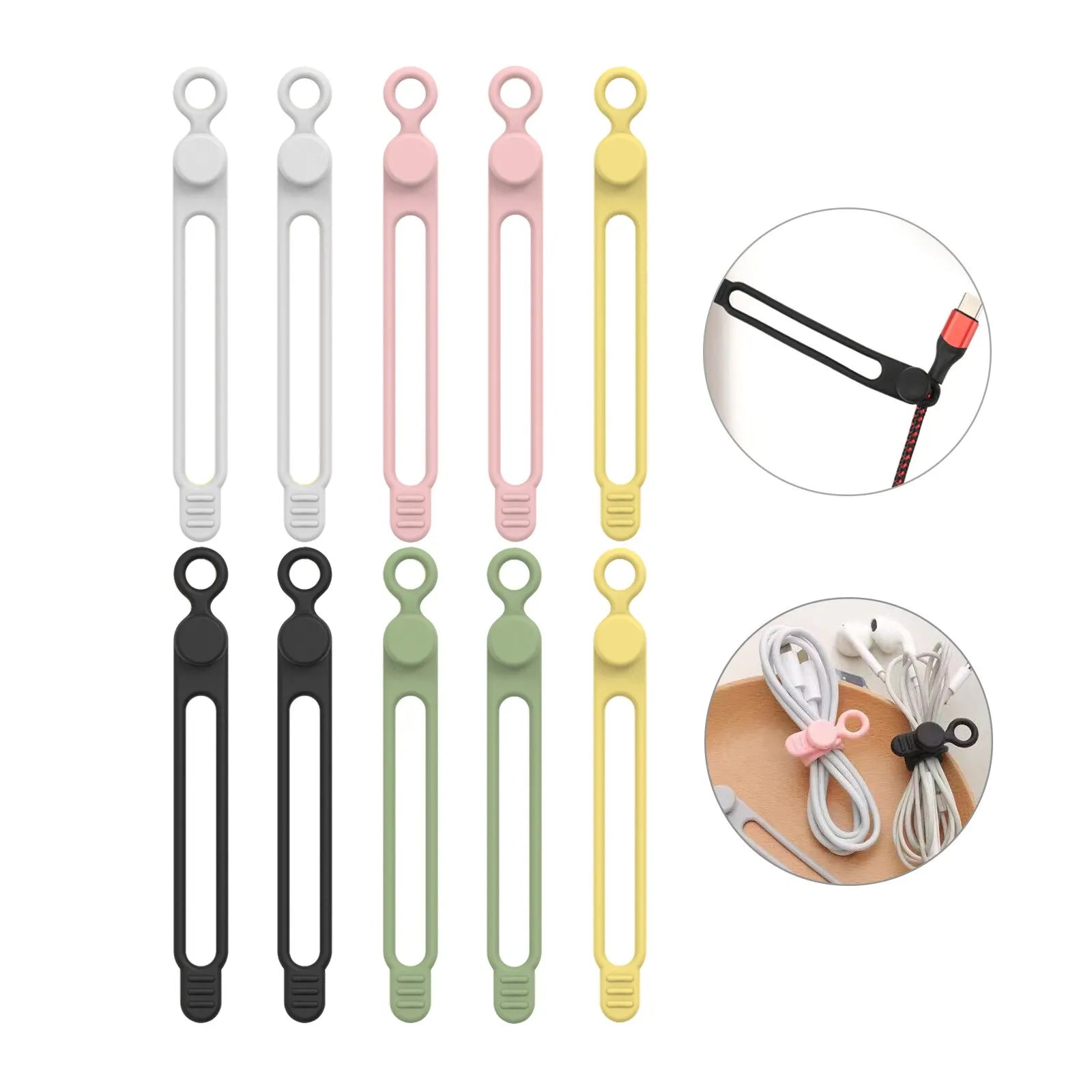 Silicone Cable Ties Reusable Cord Cable Organizer Travel Straps