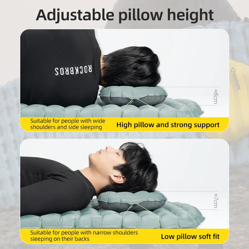 QUNATURE Inflatable Camping Pillow Lightweight Travel Hiking Backpacking Airplane