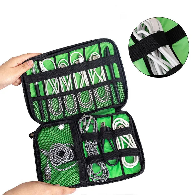 Portable Waterproof Electronic Accessories Storage Bag USB Cable Charger Travel Organiser Case