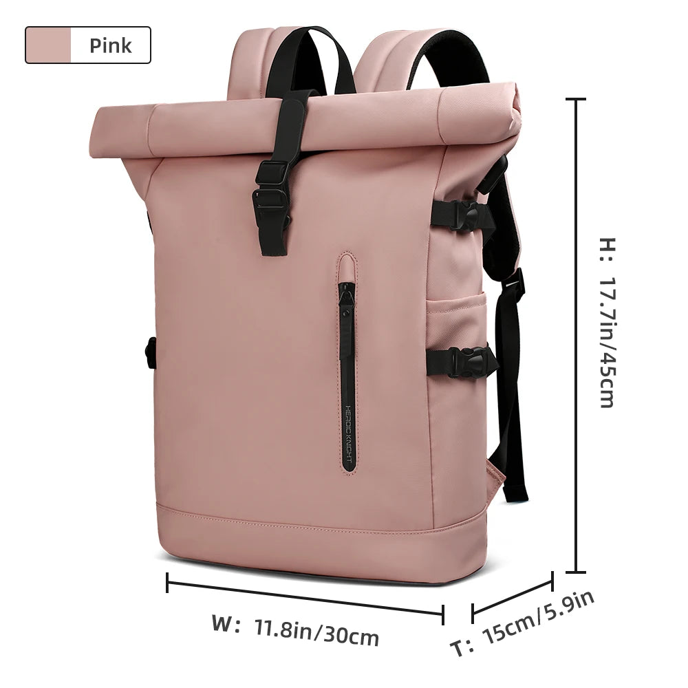 HK 15.6 Inch Anti Theft Travel Laptop Backpack Waterproof USB Roll Top Bag for Business Travel