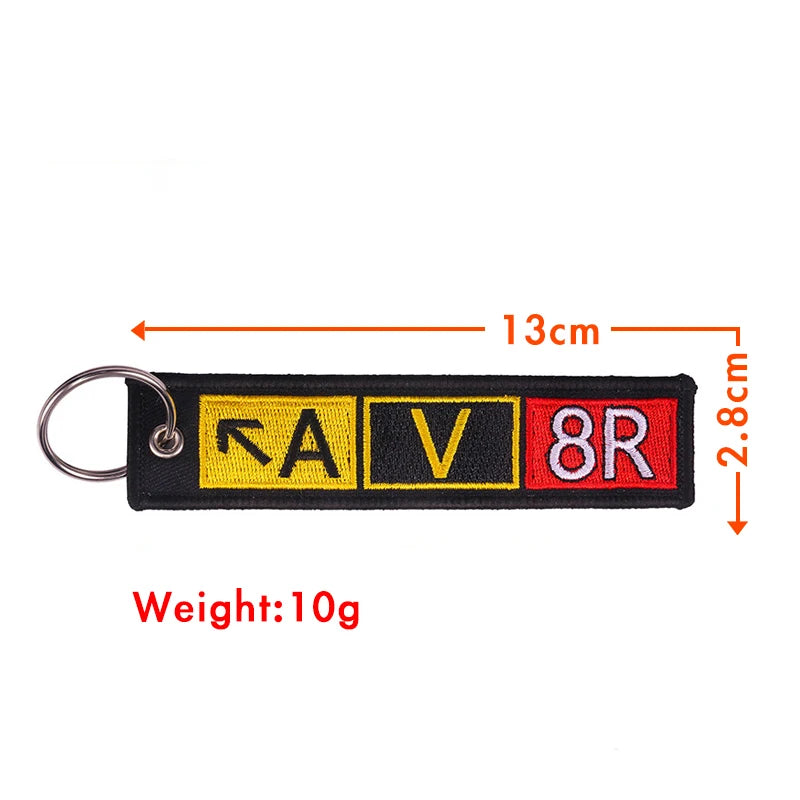 Aviation Pilot AV8R Embroidered Keyring Airport Taxiway Memorial Gift Key Chain VOIKUKKA