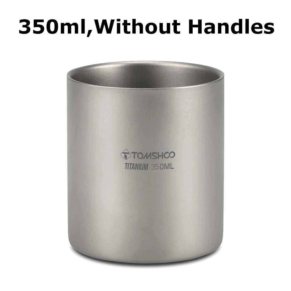 Titanium Double Layer Camping Mug 220-600ml Outdoor Coffee Tea Cup