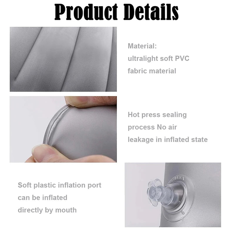 Portable Inflatable Neck Pillow Self Filling Travel Camping Support Cushion