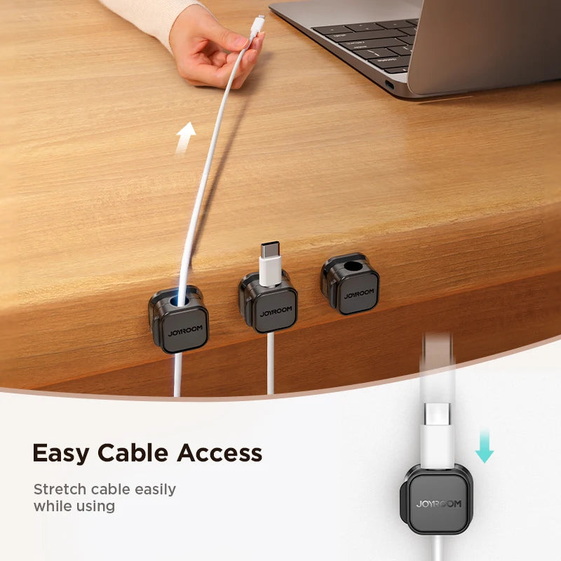 JOYROOM Magnetic Cable Clips Adjustable Cord Holder Under Desk Wire Organiser Management