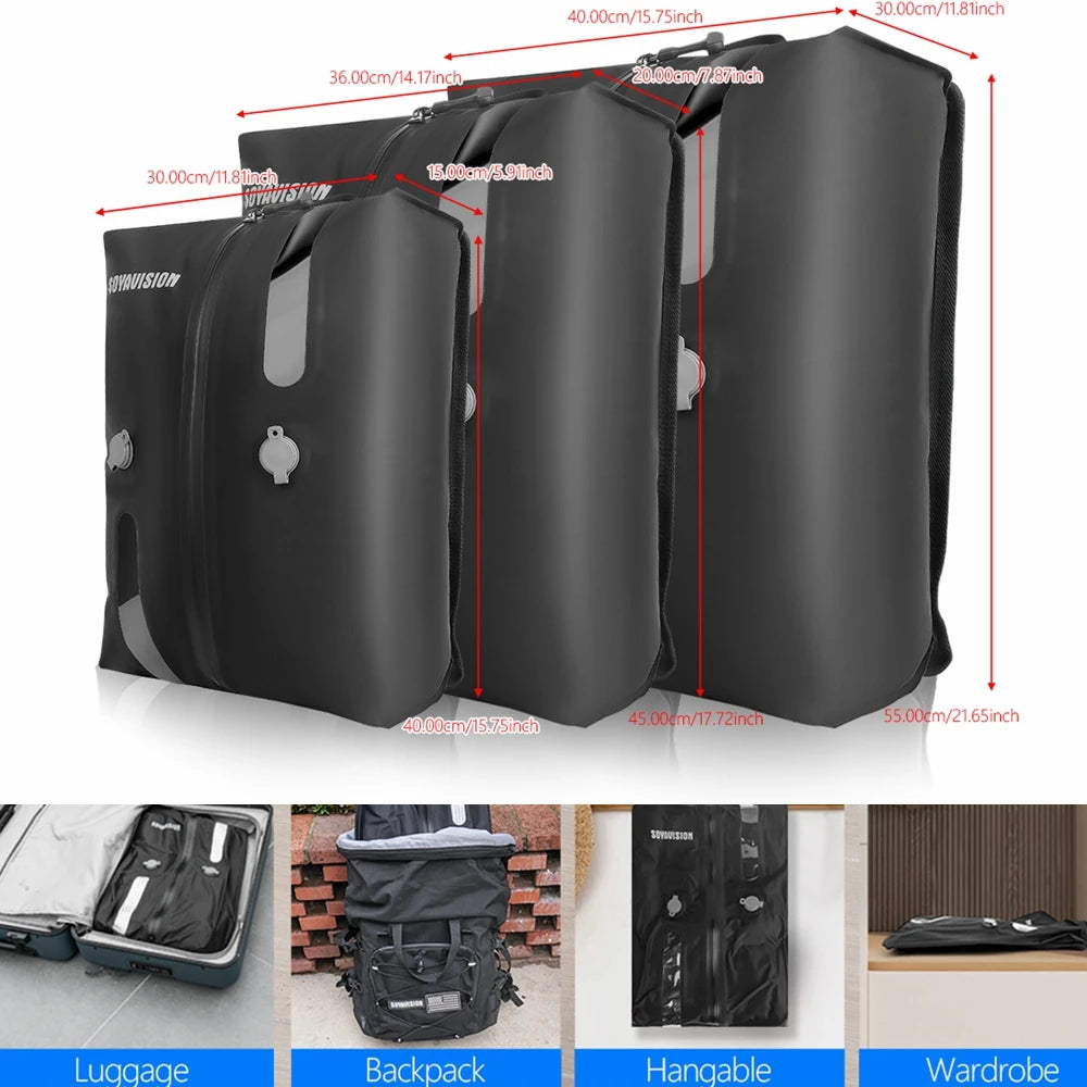 Reusable Travel Vacuum Bags Waterproof Compression Storage Bags for Luggage Space Saving