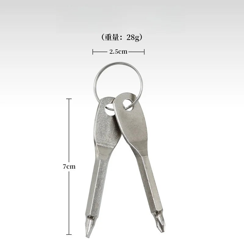 Portable Multifunction Screwdriver Keyring EDC Flat Cross Pocket Tool for Outdoor Travel