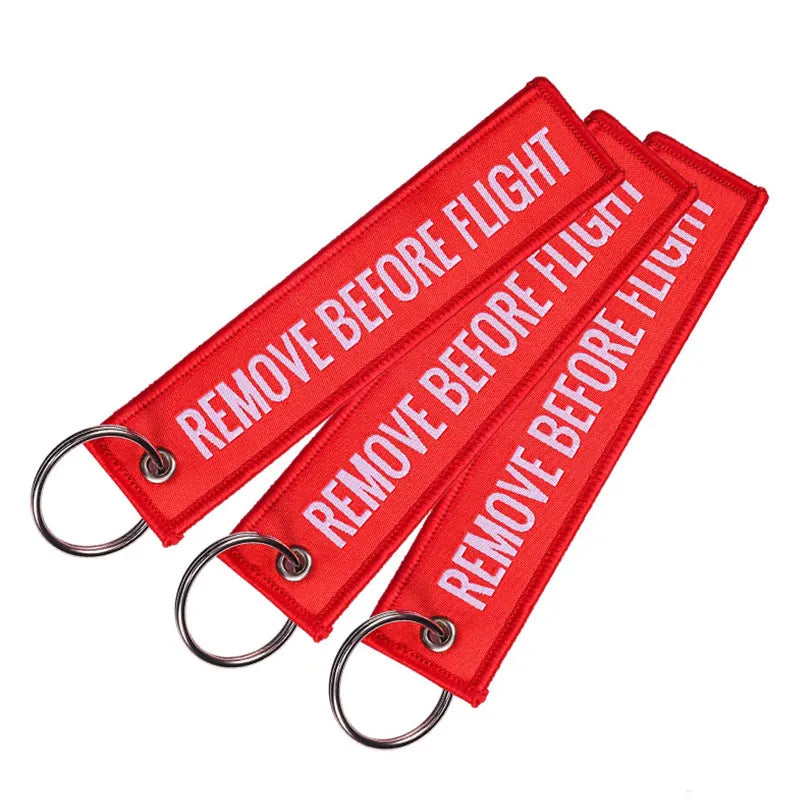 Remove Before Flight Woven Keychain Red Aviation Luggage Tag Gift