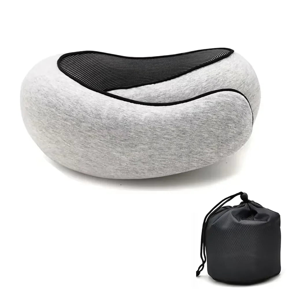 OKAYSO Memory Foam Neck Pillow U Shaped Travel Pillow Adjustable Ergonomic Support for Plane and Car