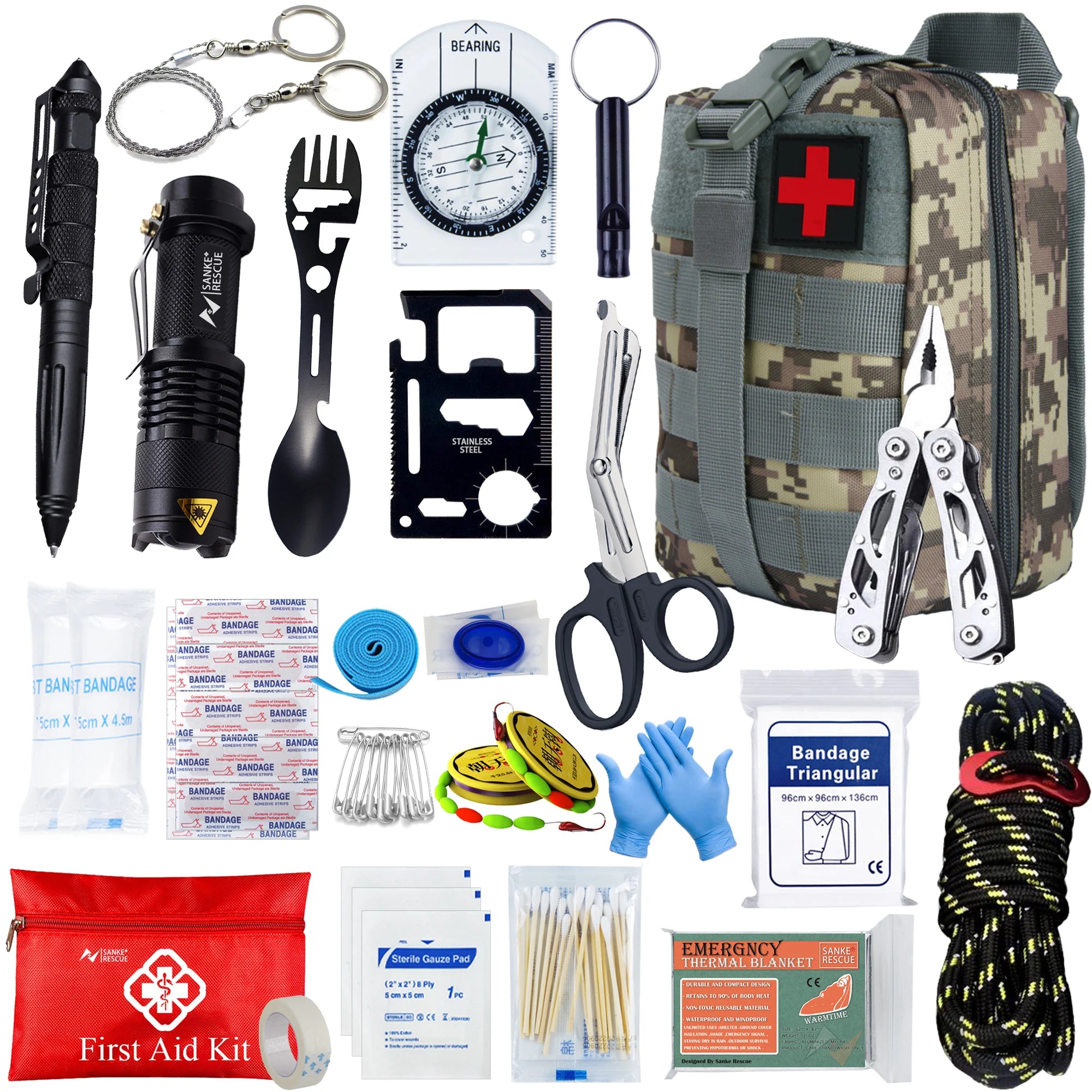 24-in-1 Tactical First Aid Survival Kit Molle EDC Pouch Camping Car Emergency Medical Bag Set