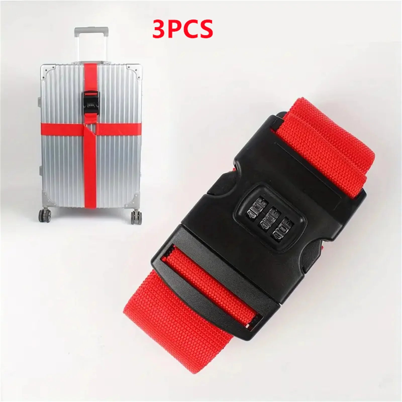 Adjustable Luggage Strap with Combination Lock, Travel Suitcase Safety Belt 2m, Baggage Belt