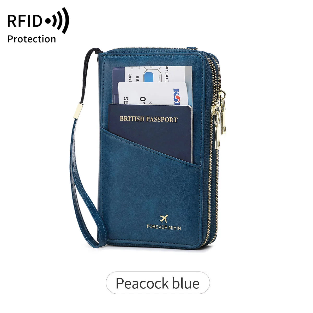 Travel Passport Wallet PU Leather Multi Functional Double Zipper Passport Cover for Travel