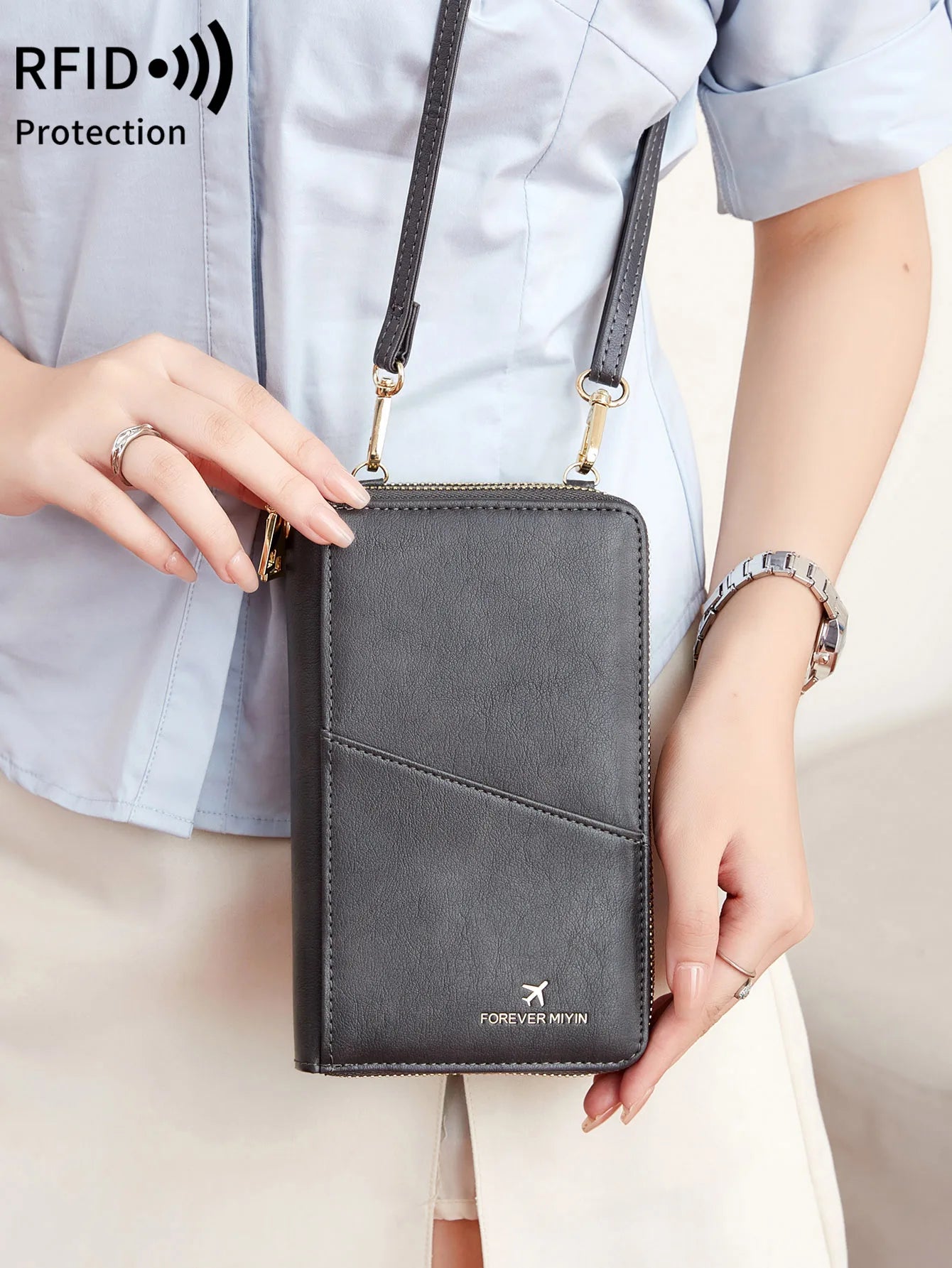 Travel Passport Wallet PU Leather Multi Functional Double Zipper Passport Cover for Travel