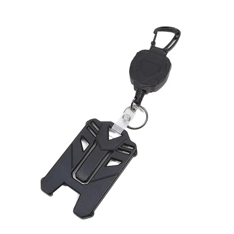 Retractable Heavy Duty Carabiner Keychain Steel Wire Pull Reel Ring