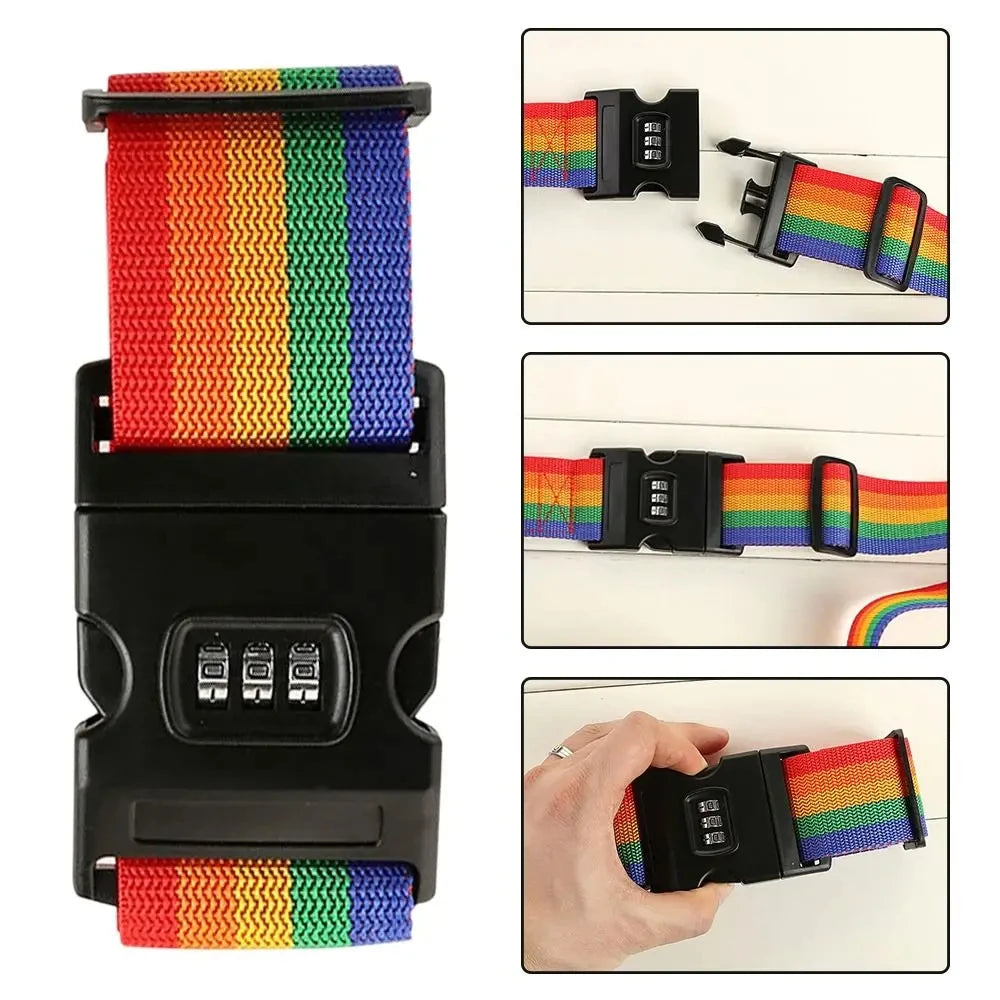 Adjustable Luggage Strap with Combination Lock, Travel Suitcase Safety Belt 2m, Baggage Belt