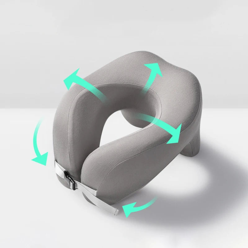 U-Shape Memory Foam Travel Pillow Neck Support Cushion for Airplane Flight Office Nap Rest